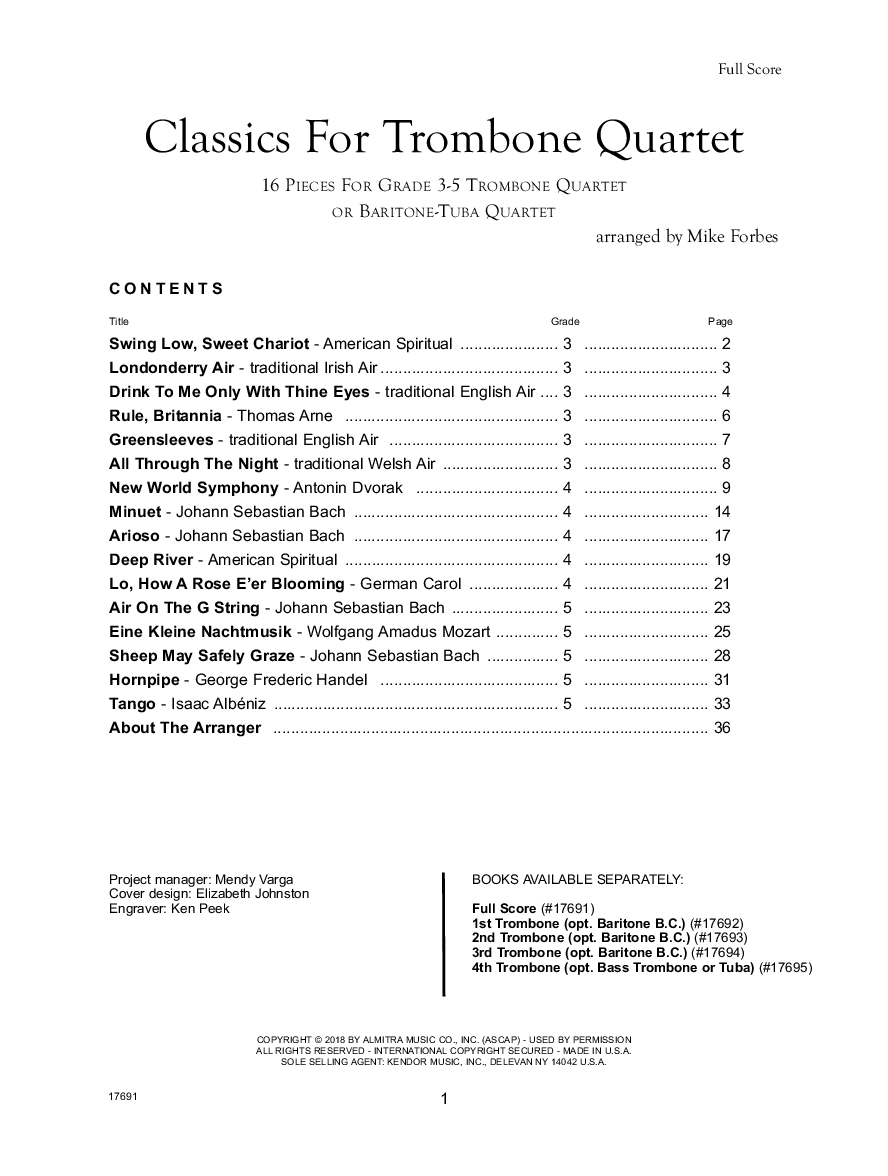Classics for Trombone Quartet Full Score
