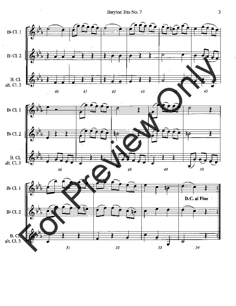 Baryton Trio #7, Menuet Clarinet Trio - 2 clarinet/bass clarinet, opt. 3 clarinet