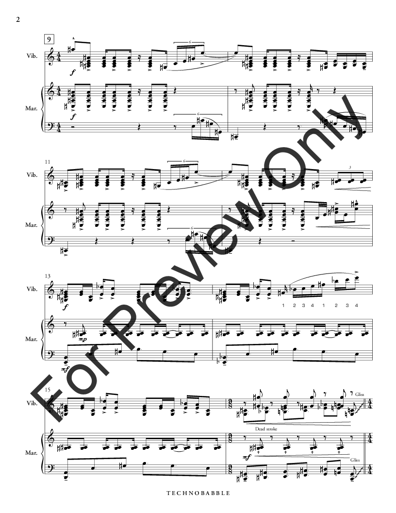 Technobabble Marimba and Vibraphone Duet - Score and Parts