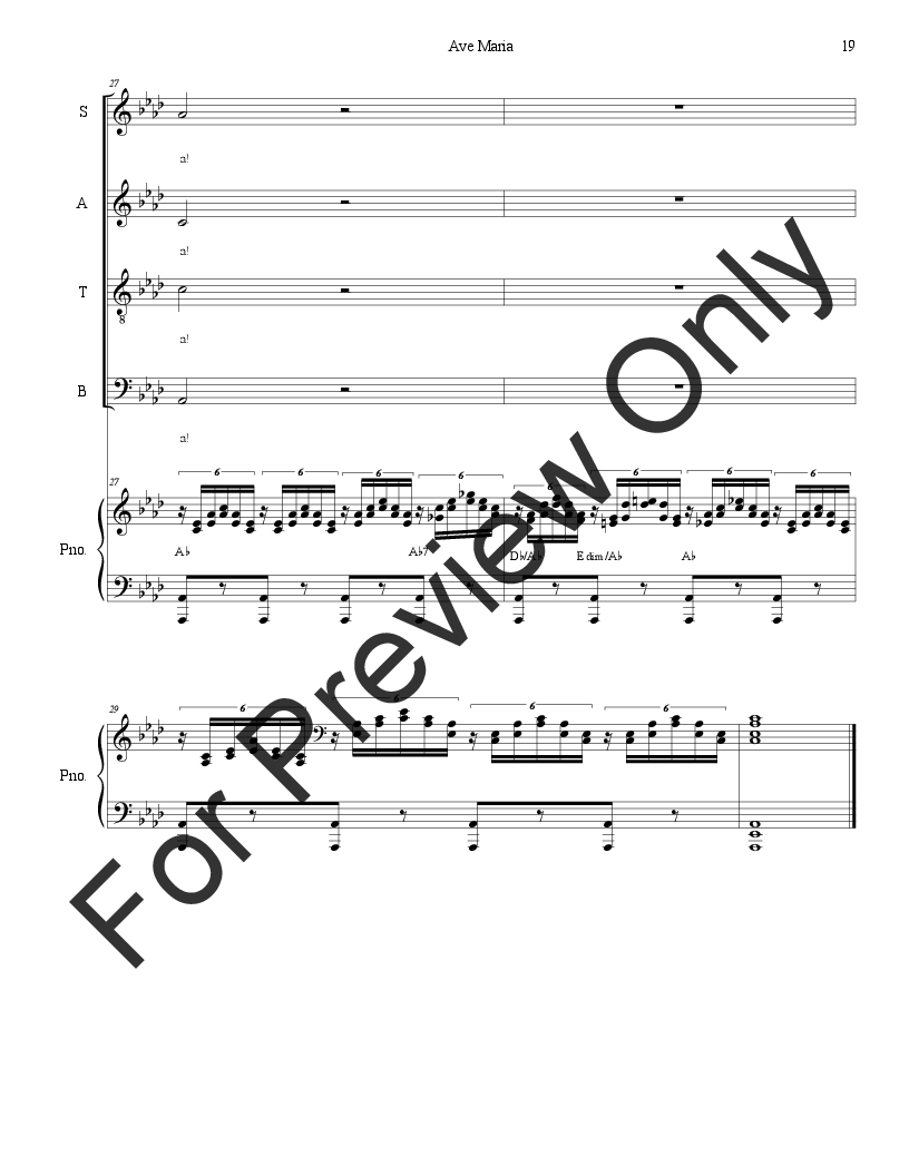 Ave Maria (Spanish Lyrics - for SATB - Medium Key - Piano) P.O.D.