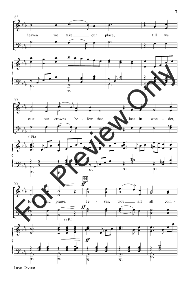 Love Divine with optional flute or C instrument part included Large Print Edition P.O.D.