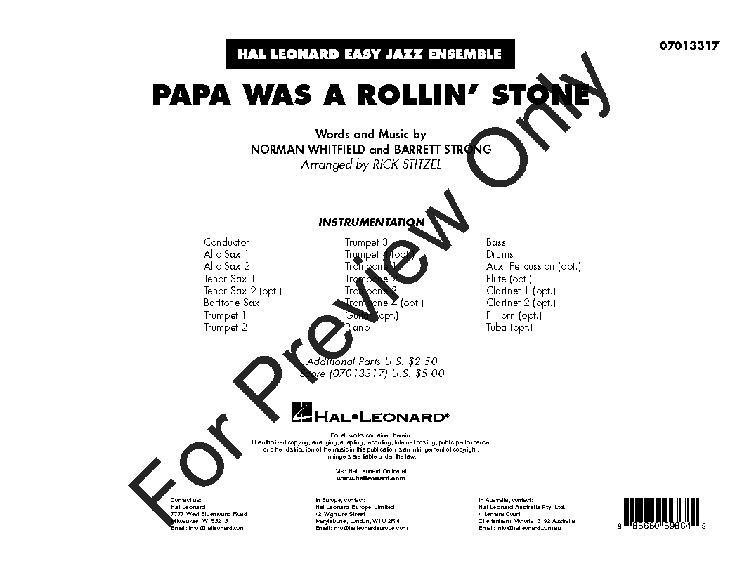 Papa was a rolling stone – The Temptations PoppaWa$@RollinStone Sheet music  for Piano (Solo) Easy