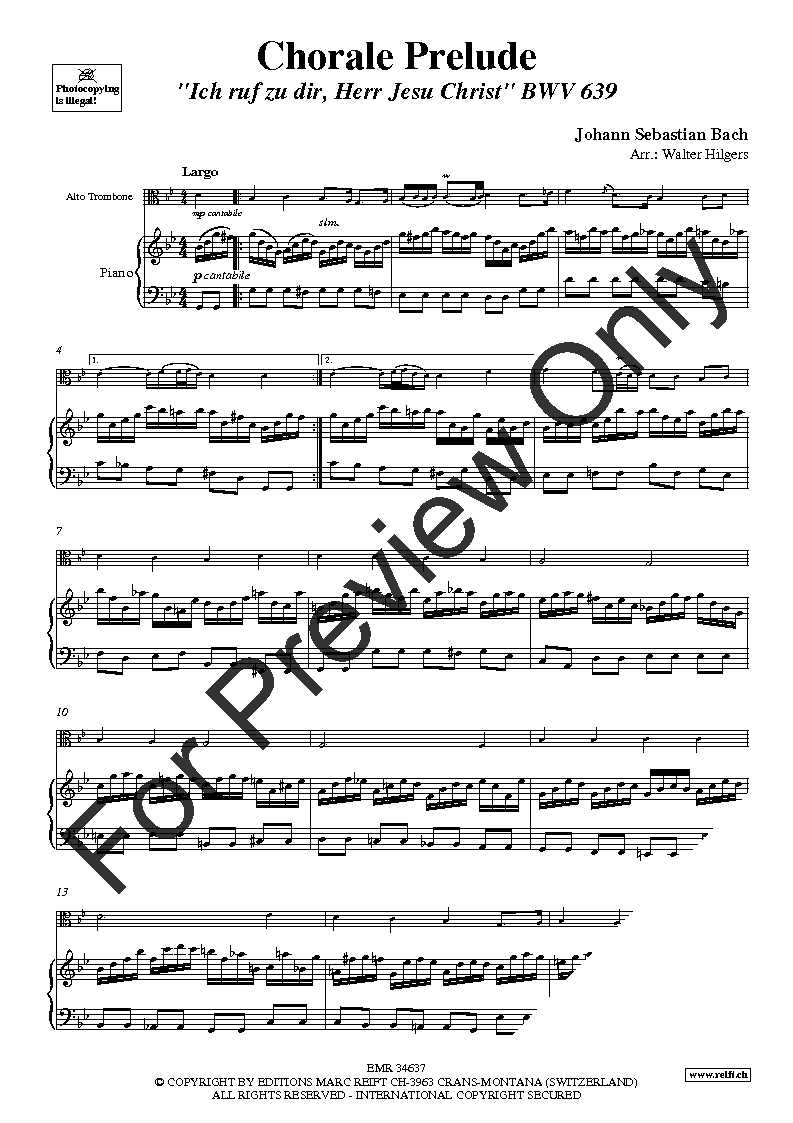 Chorale Prelude, BWV 660 Alto Trombone and Organ