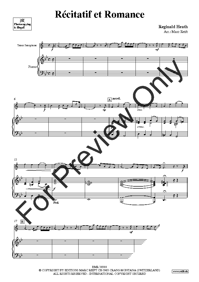 Recitatif et Romance Tenor Saxophone and Piano