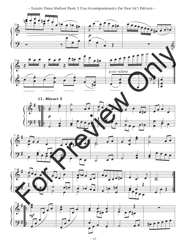 Second Piano Accompaniments for the Suzuki Piano Method Volume 2 P.O.D.
