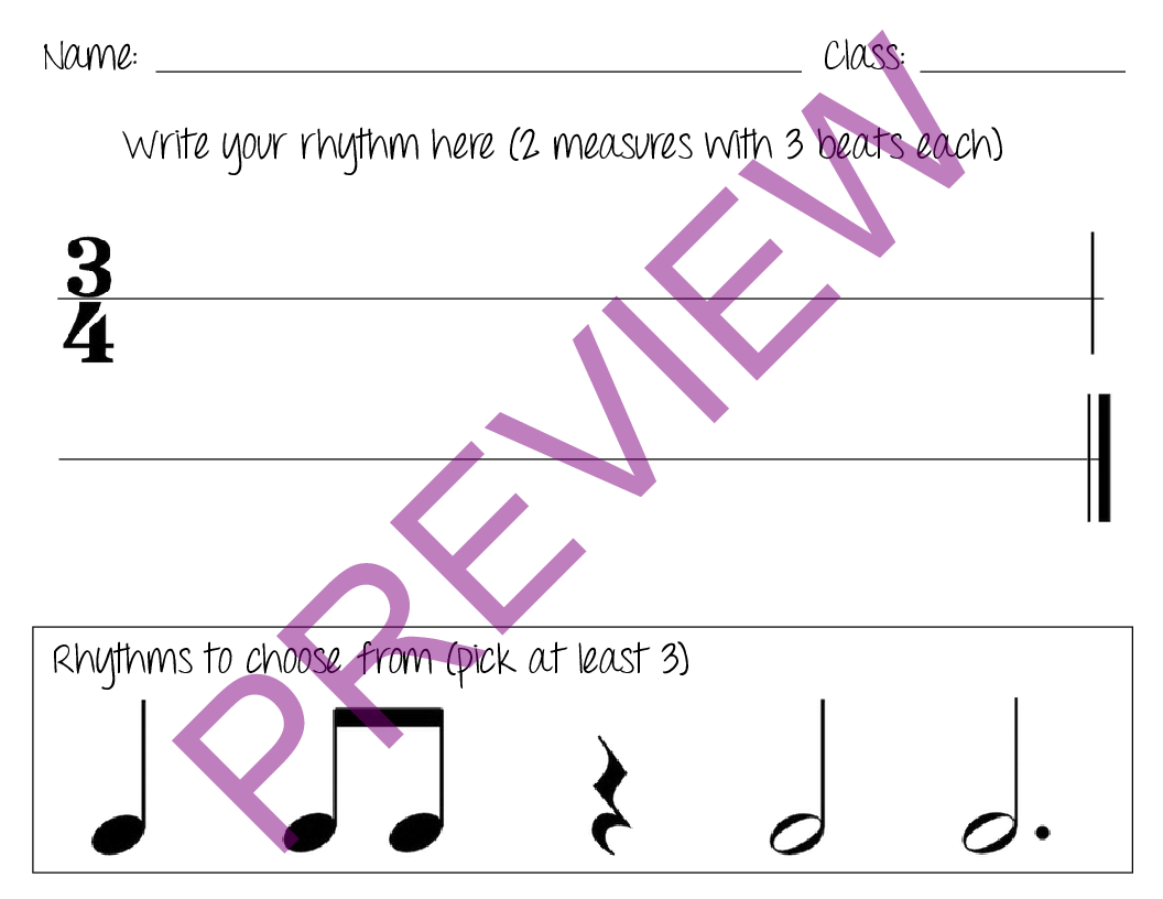 Music Composition Worksheet Set PDF Download