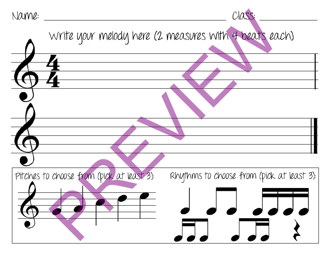 Music Composition Worksheet Set PDF Download