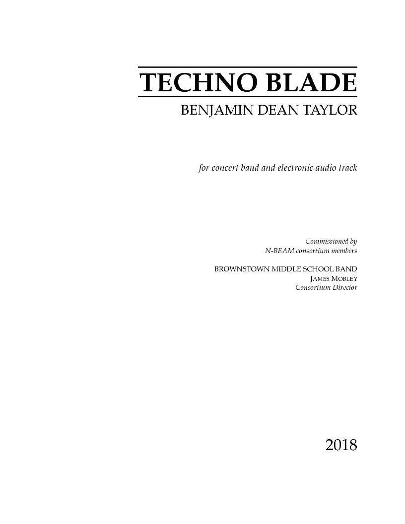 Techno Blade (grade 2) with audio track - BENJAMIN DEAN TAYLOR, composer