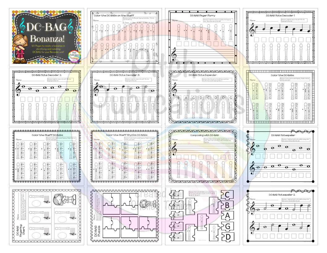 Recorder Bonanza: Worksheets to Practice DCBAG Worksheets to Practice DCBAG