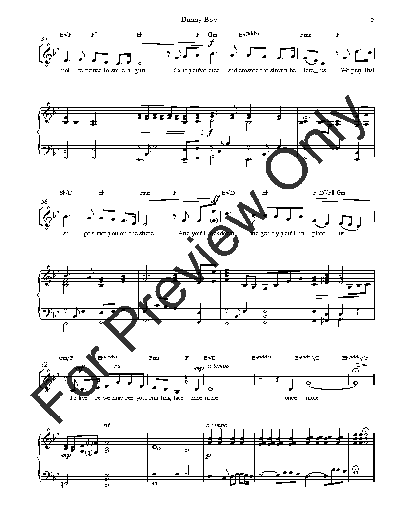 Danny Boy Vocal Solo Low Voice with Piano EPRINT