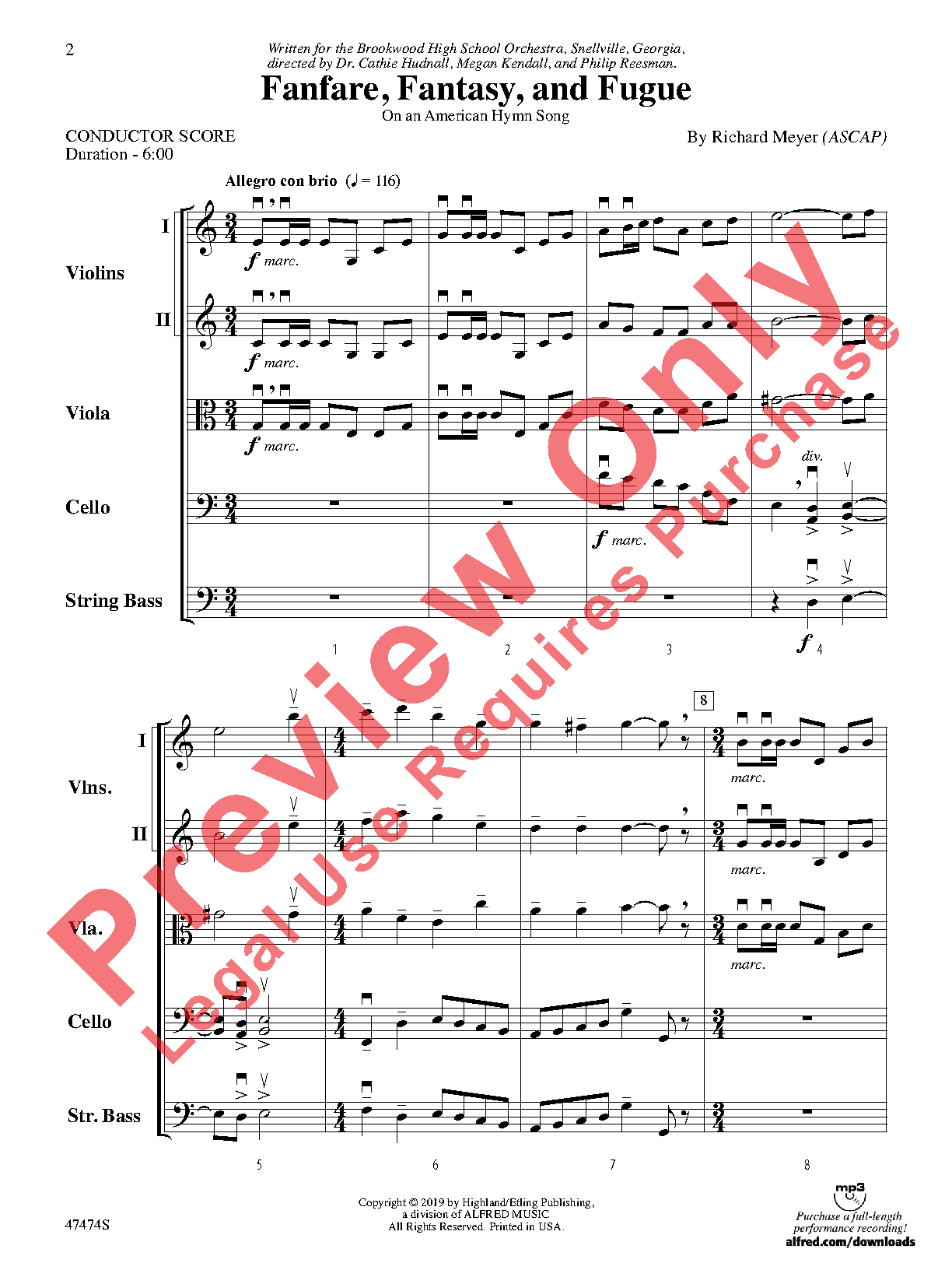 Fanfare, Fantasy, and Fugue (On an American Hymn Song) Score