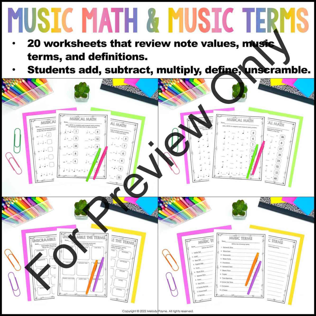 Music Theory and Activity Worksheets PDF's
