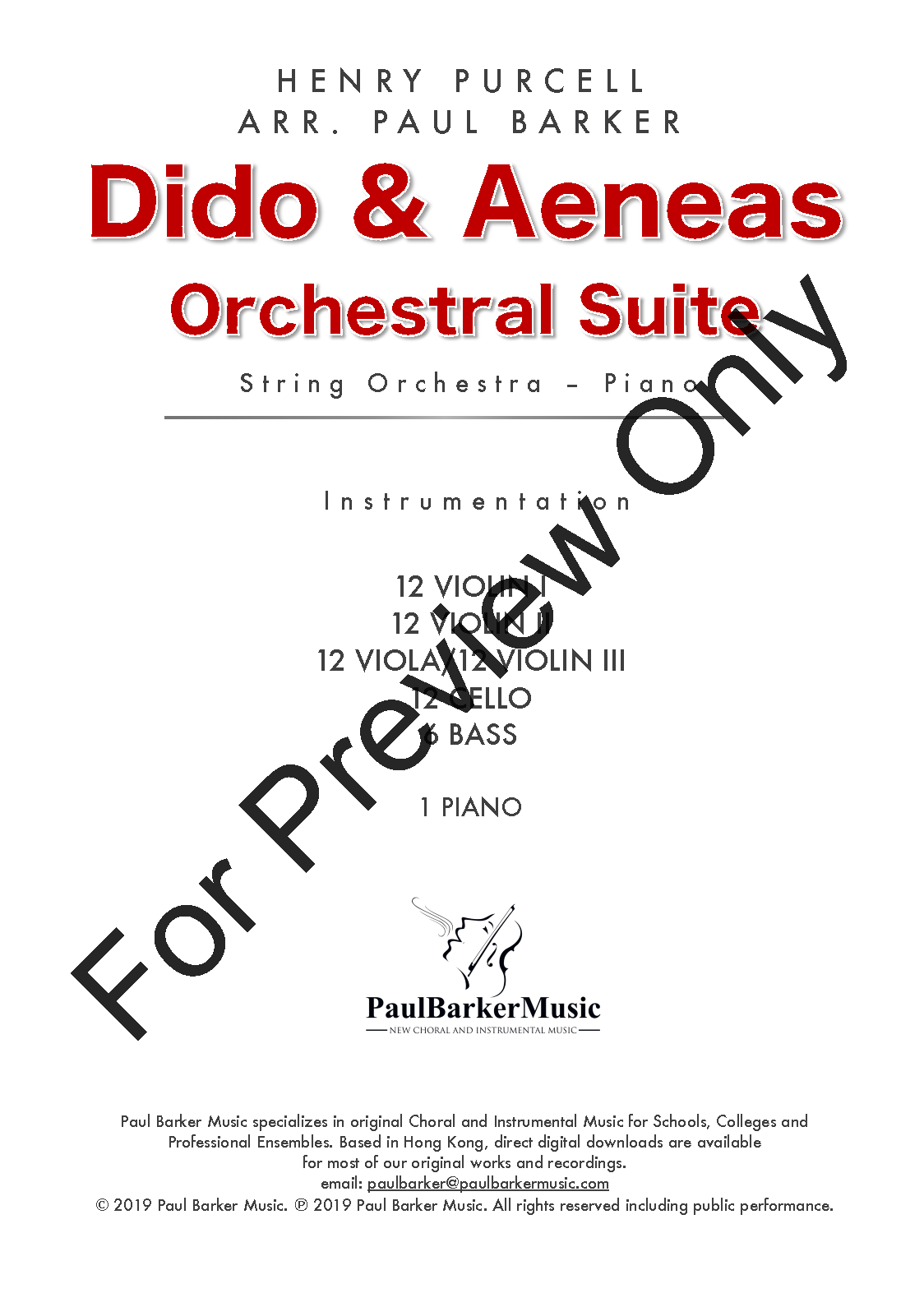 Dido & Aeneas Orchestral Suite P.O.D.