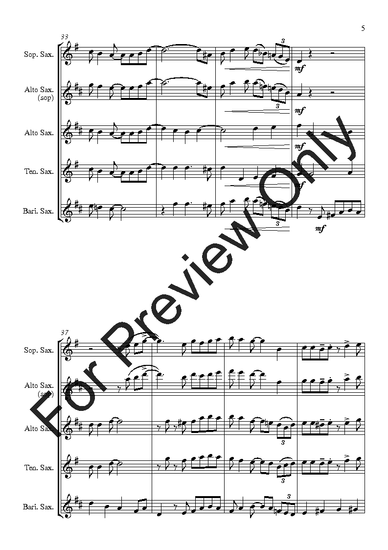 Down by the Riverside - for Saxophone Quartet P.O.D.
