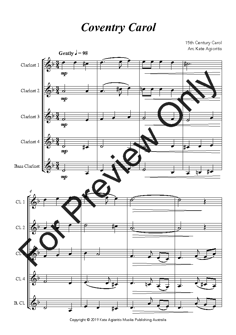 Coventry Carol - Clarinet Choir P.O.D.