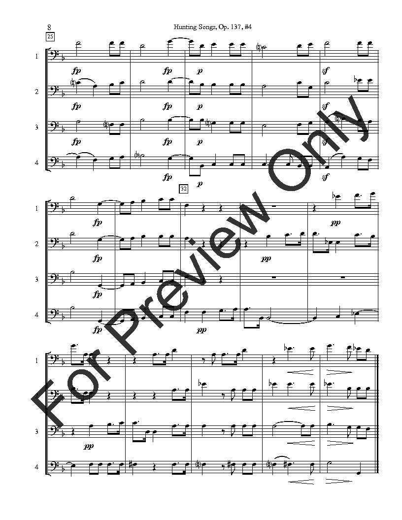 Hunting Songs, Op. 137 Euphonium Quartet P.O.D.