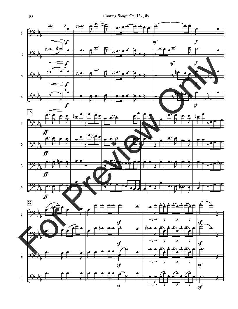 Hunting Songs, Op. 137 Euphonium Quartet P.O.D.