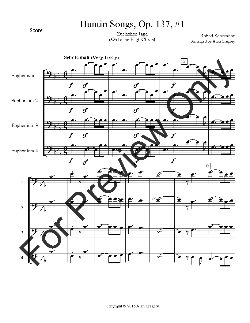 Hunting Songs, Op. 137 Euphonium Quartet P.O.D.