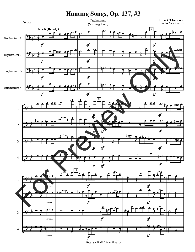 Hunting Songs, Op. 137 Euphonium Quartet P.O.D.