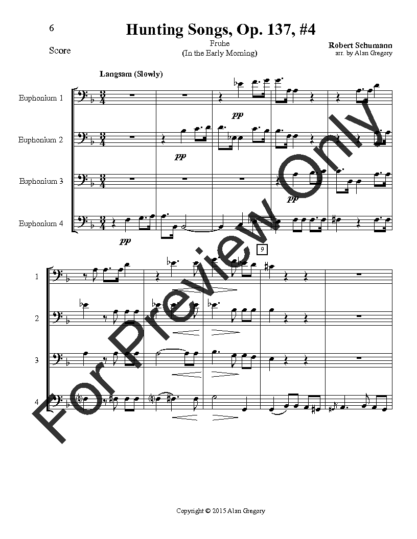 Hunting Songs, Op. 137 Euphonium Quartet P.O.D.