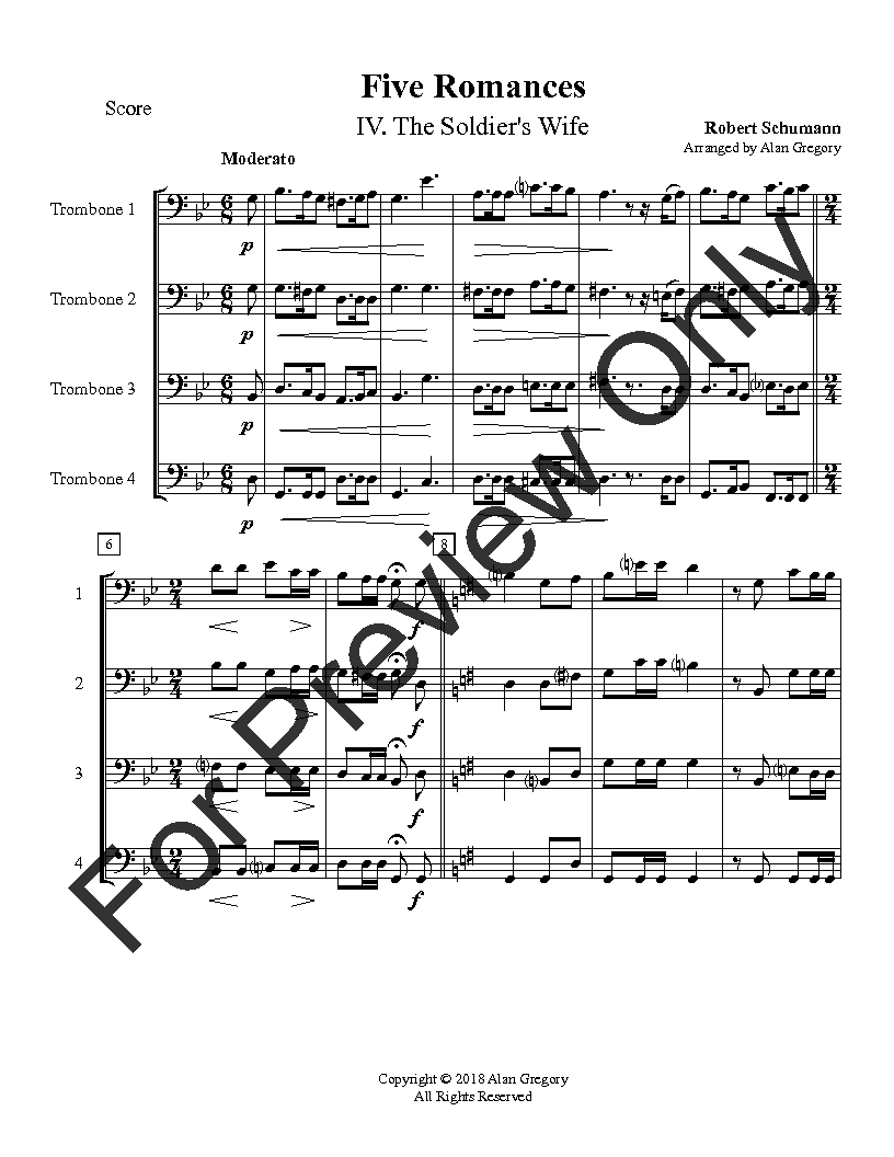 Five Romances Trombone Quartet P.O.D.