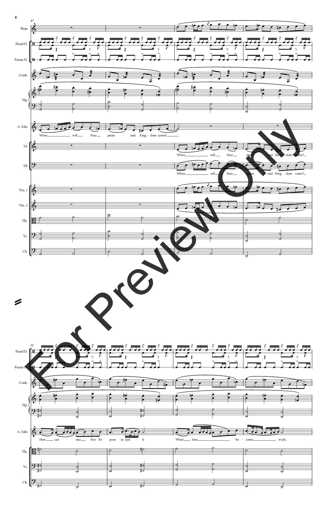 Tuvayhun Full Score for SATB Version P.O.D.