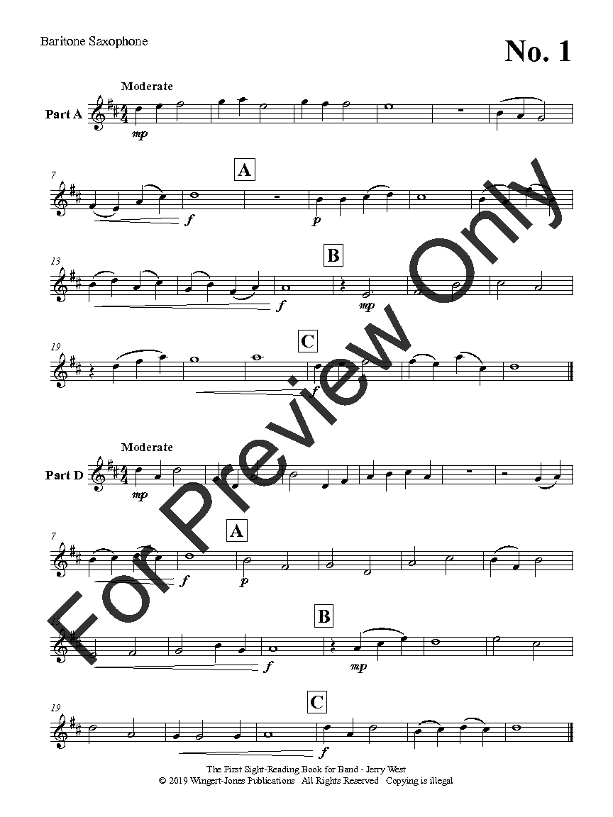 The First Sight Reading Book for Band BARITONE SAX