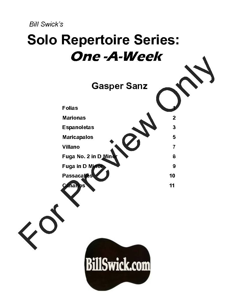 Bill Swick's Solo Repertoire Collection - Book 4 Gasper Sanz  P.O.D.