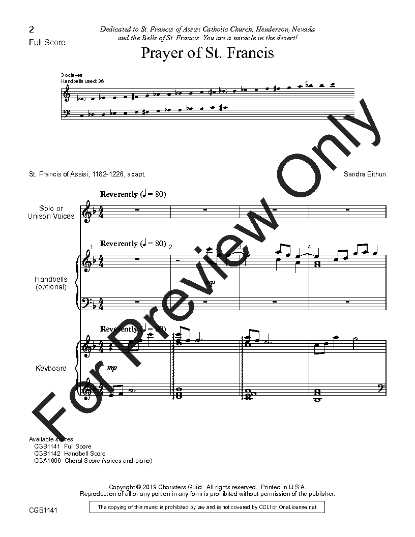 Prayer of St Francis Full Score