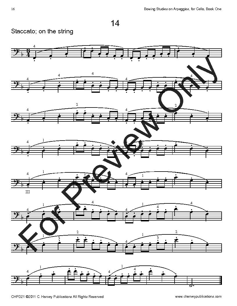 Bowing Studies on Arpeggios for Cello, Book One P.O.D.