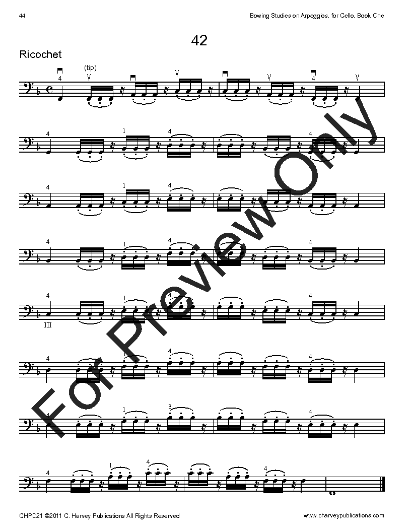 Bowing Studies on Arpeggios for Cello, Book One P.O.D.