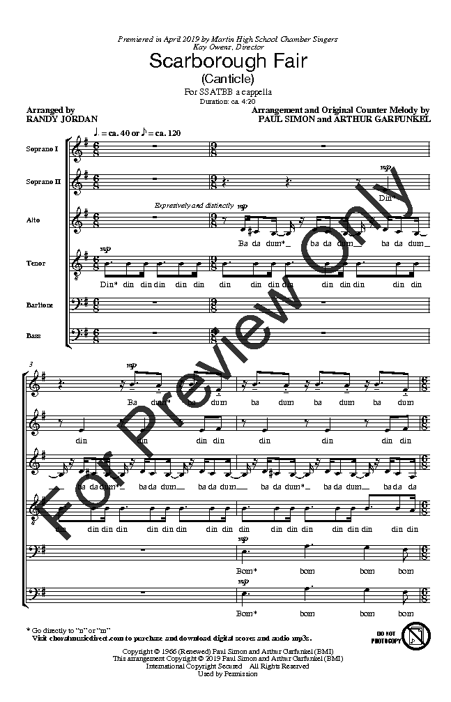 Song - Scarborough Fair - Choral and Vocal sheet music arrangements