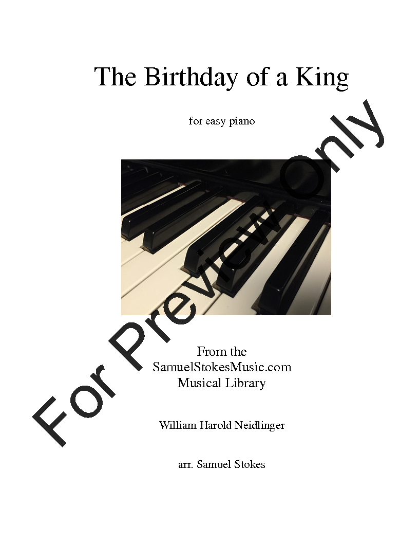 The Birthday of a King - for easy piano P.O.D.