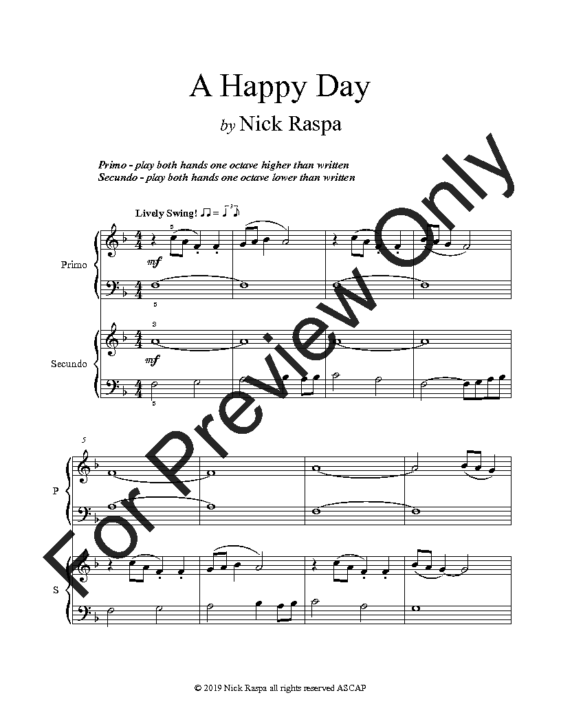 A Happy Day (elementary piano duet) P.O.D.