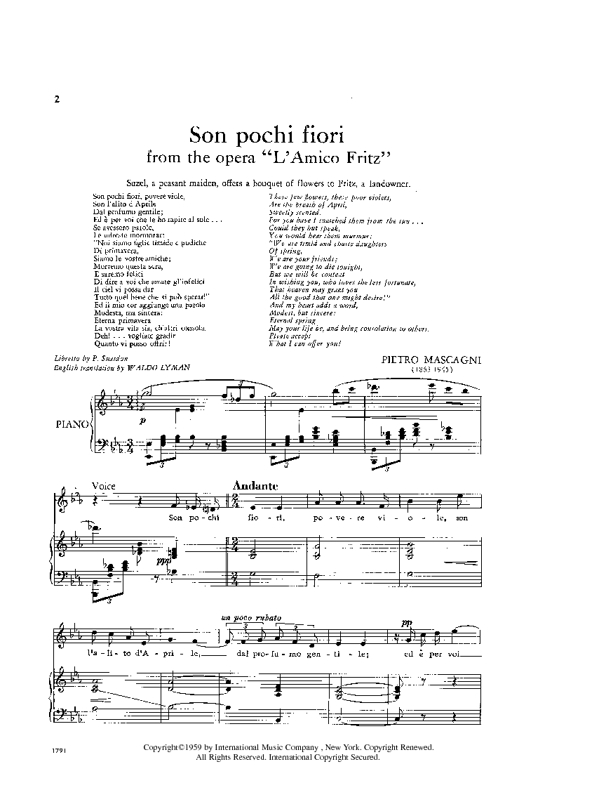 Son Pochi Fiori I E S Soprano Solo J W Pepper Sheet Music
