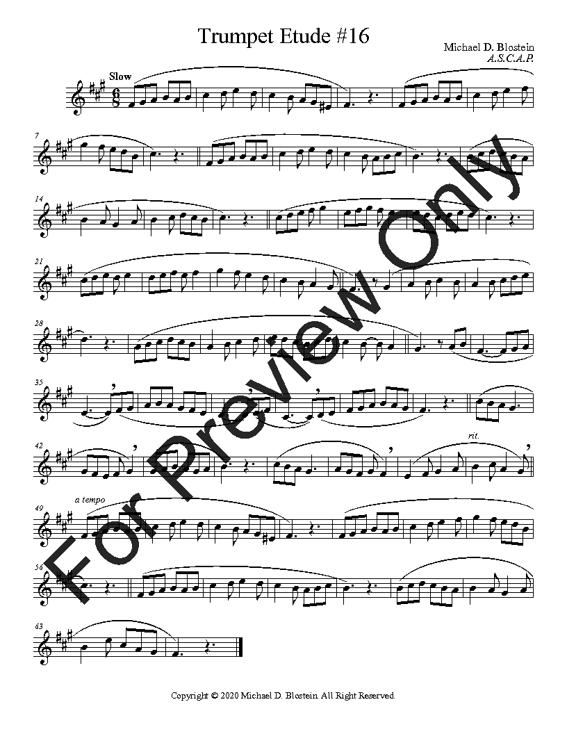 Etudes for the Developing Trumpet Player P.O.D.