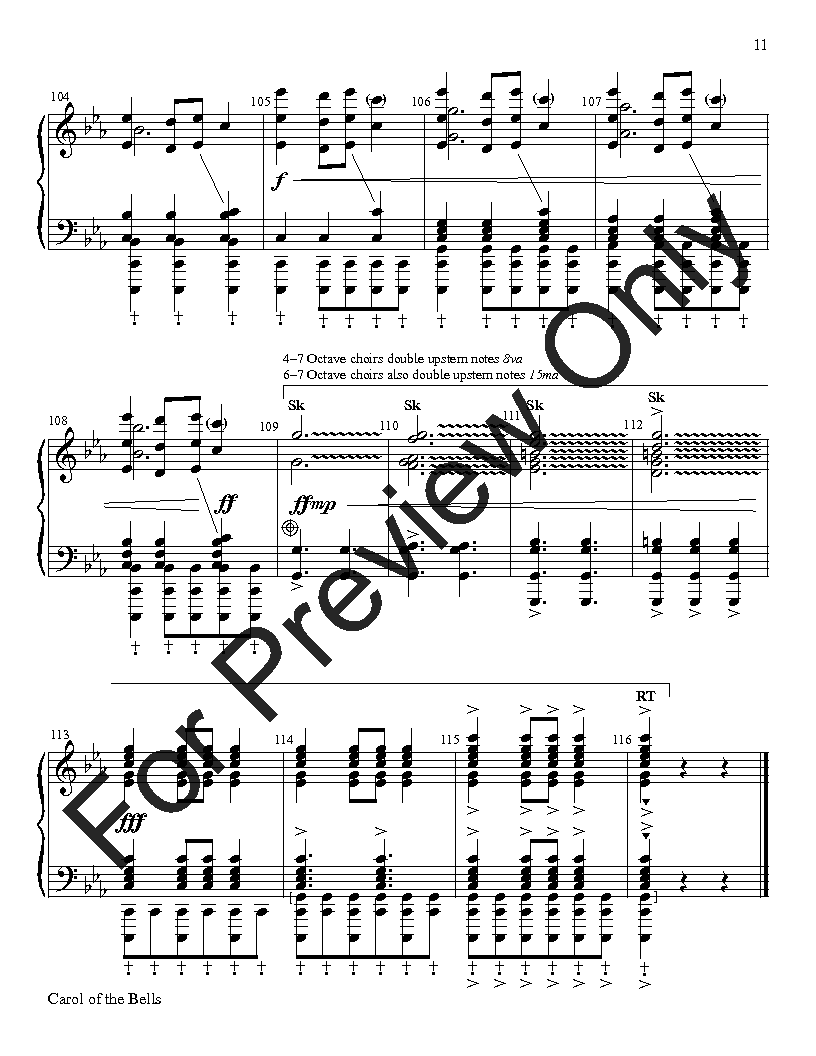 Carol Of The Bells 3-7 Octaves P.O.D.