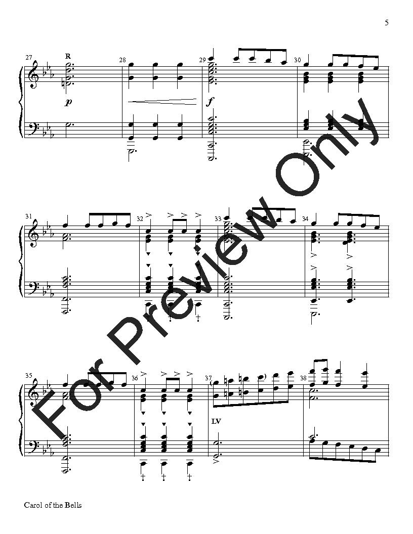 Carol Of The Bells 3-7 Octaves P.O.D.