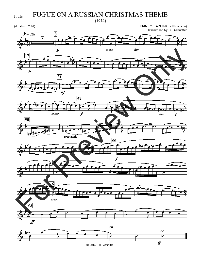 Fugue on a Russian Christmas Theme Trio for Flute, Oboe, and Bassoon