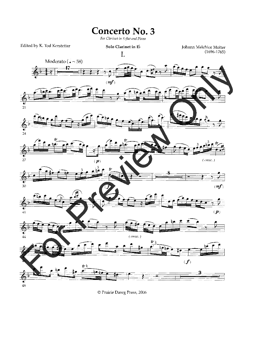 Concerto No. 3 E-flat Clarinet Solo with Piano