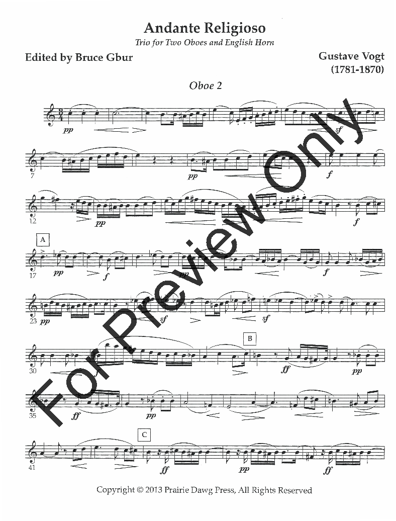 Andante Religioso Trio for 2 Oboes and English Horn