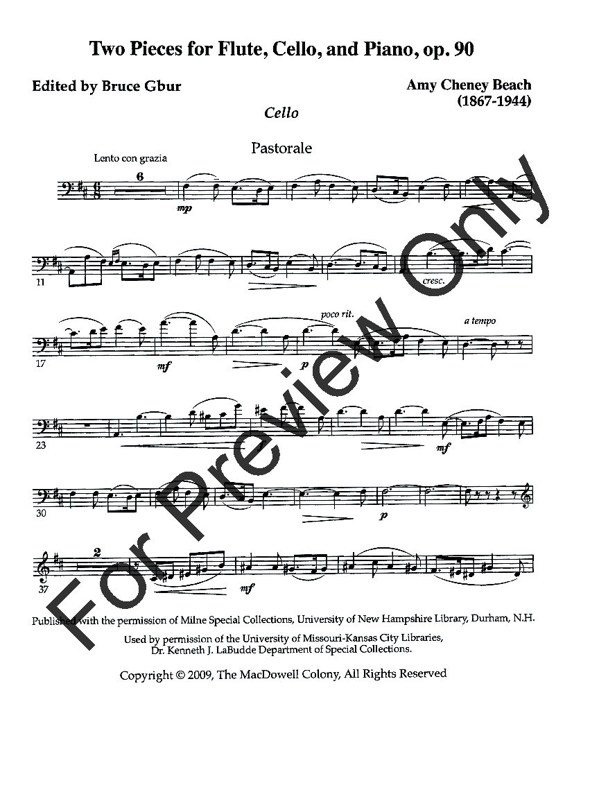 Two Pieces for Flute, Cello, and Piano, Op. 90