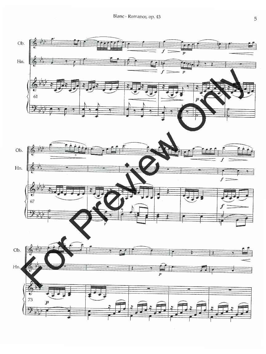 Romance Op. 43 Trio for Oboe, English Horn or F Horn, and Piano