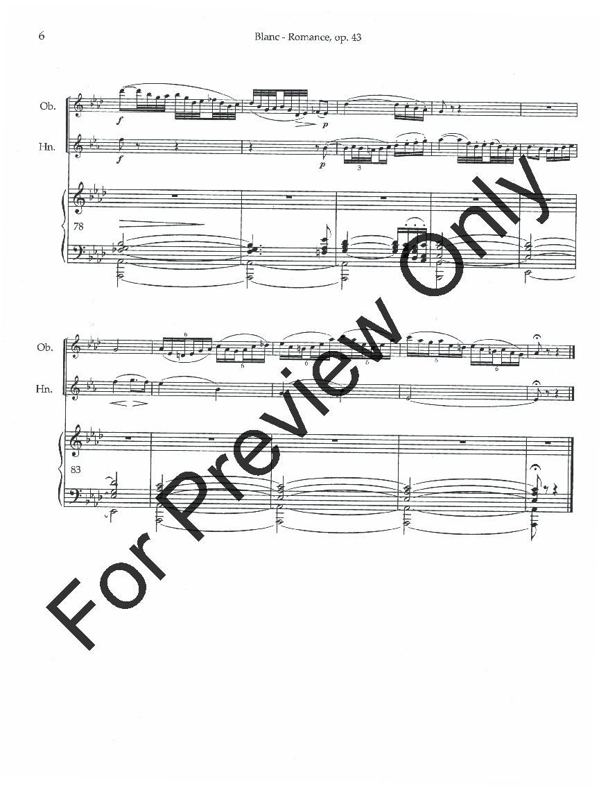 Romance Op. 43 Trio for Oboe, English Horn or F Horn, and Piano