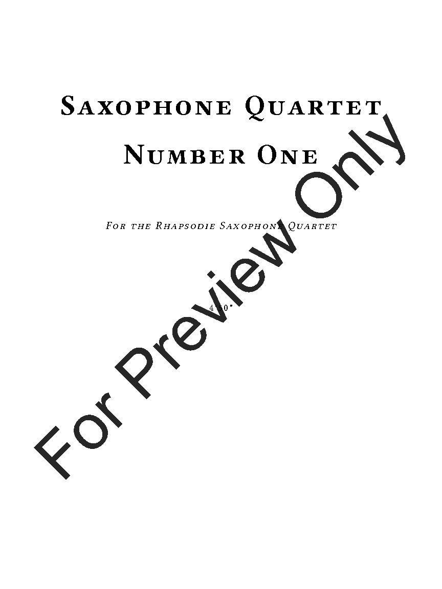 Saxophone Quartet Number One P.O.D.