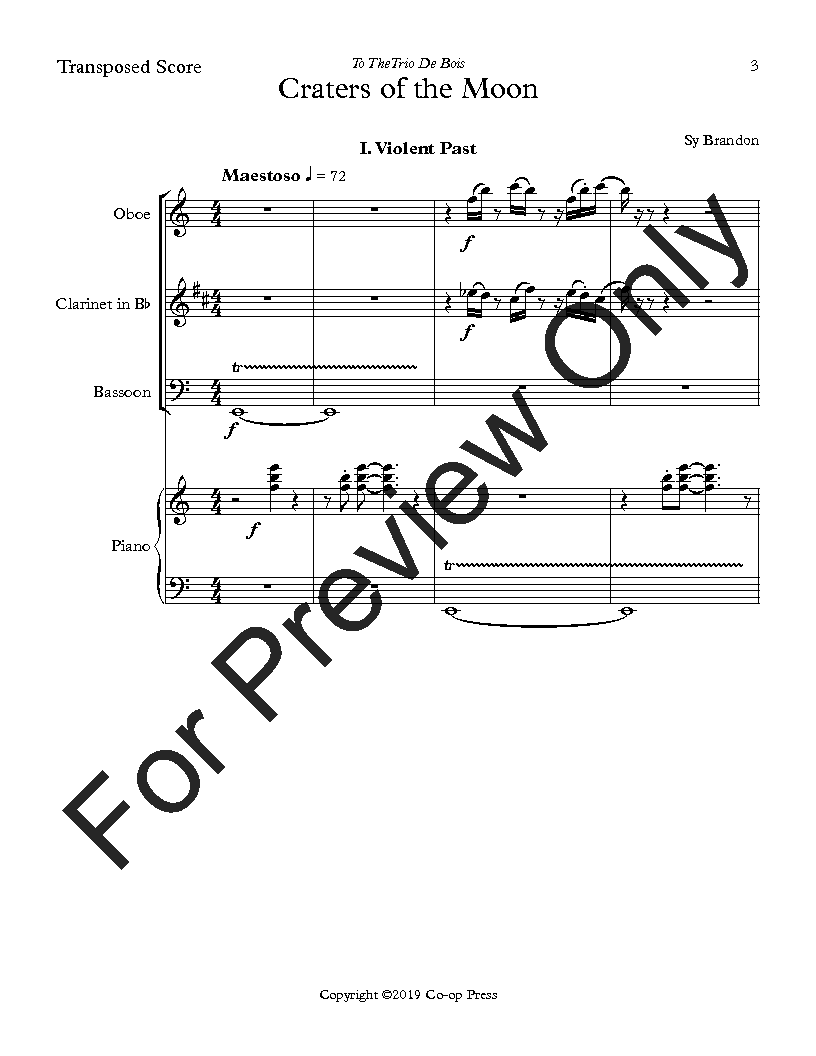 Craters of the Moon for Oboe, Clarinet, Bassoon, and Piano P.O.D.