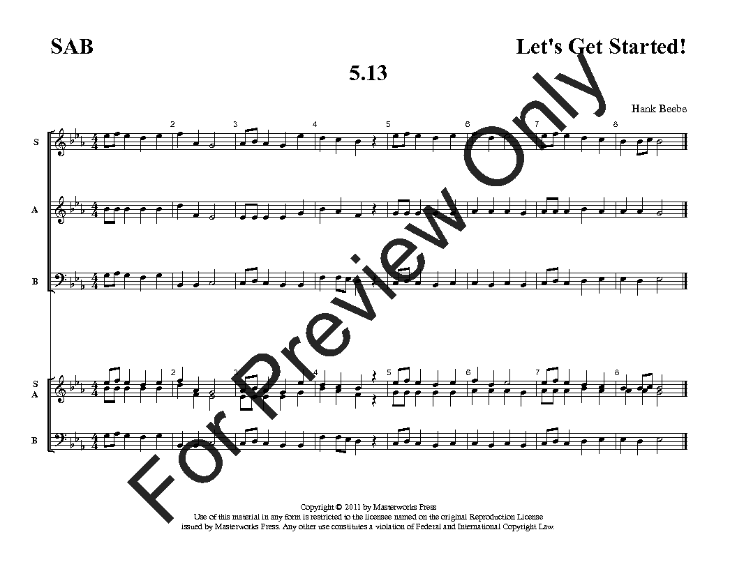Let's Get Started! Three-Part SAB Vol. 5 Reproducible PDF Download