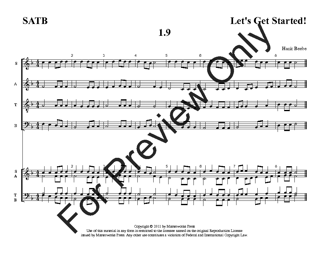 Let's Get Started! Four-Part SATB Vol. 1 Reproducible PDF Download