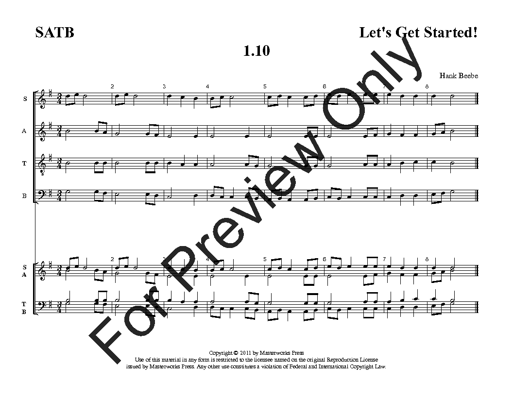 Let's Get Started! Four-Part SATB Vol. 1 Reproducible PDF Download