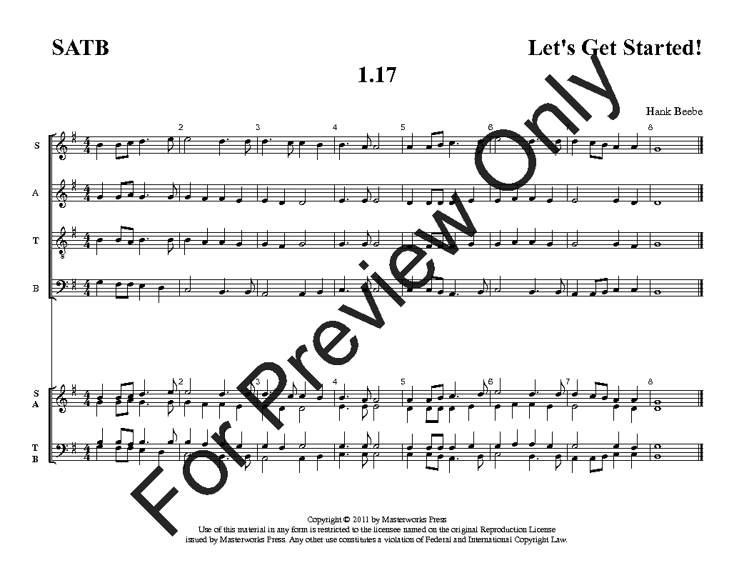 Let's Get Started! Four-Part SATB Vol. 1 Reproducible PDF Download